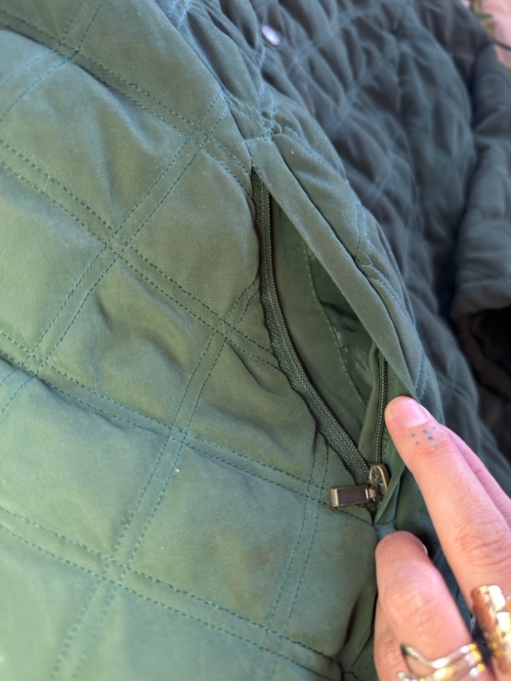 croft & barrow Quilted Olive Green Snap-Front Puffer Jacket - Picture 4 of 5